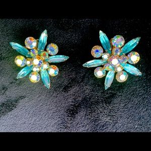 Crystal prismatic clip on earrings. Stunning